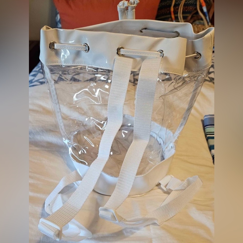 Clear White Bucket Drawstring Tote Bag - Picture 3 of 3